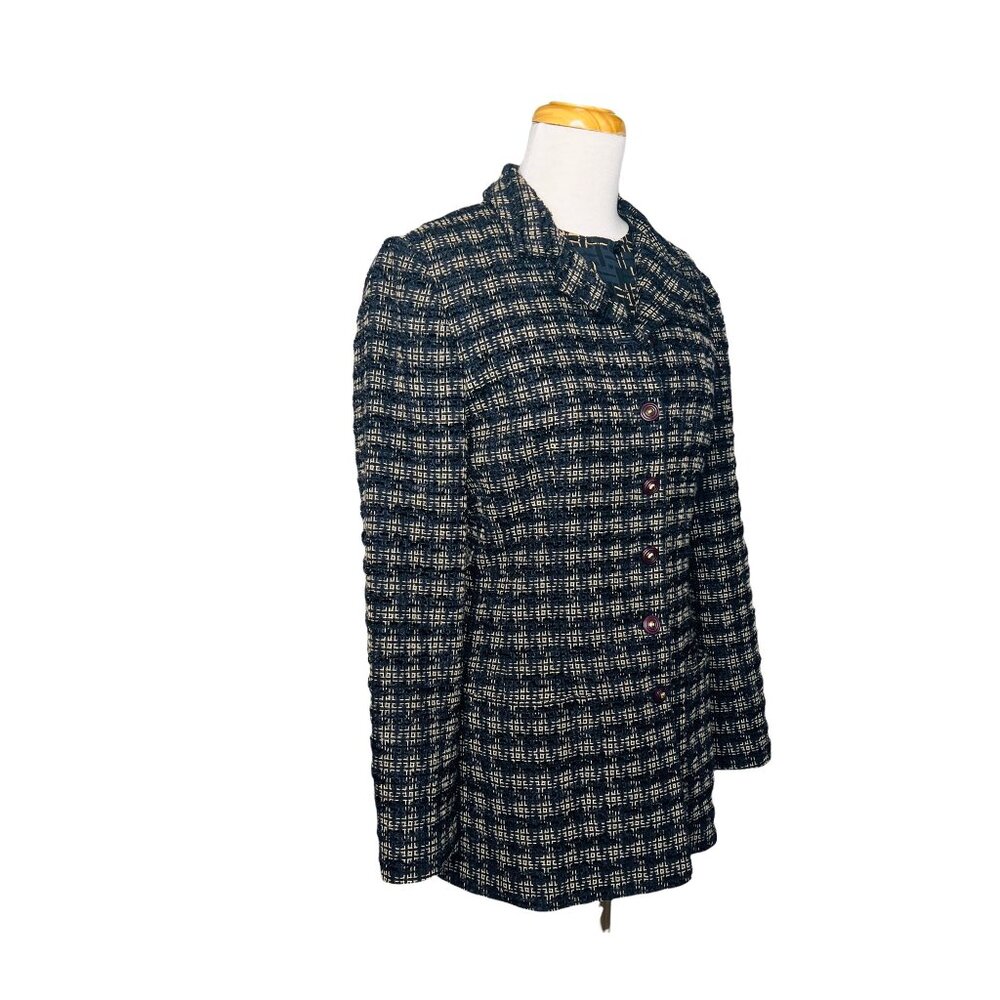 Vintage Carlisle Tweed Boucle Blazer Silk Blouse & Scarf 3 Pc Set Hong Kong Sz 6 - Picture 6 of 14